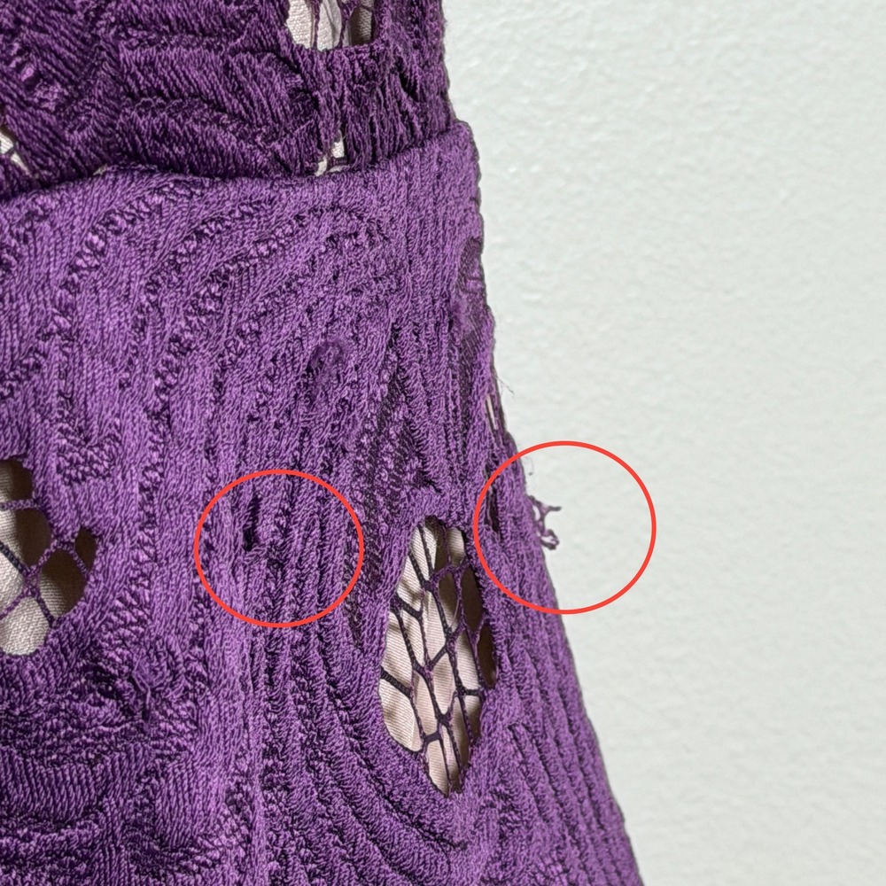 Moulinette Soeurs Anthropologie Purple Lace Midi Dress Scalloped V-Neck Size 2 - Picture 10 of 15